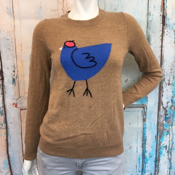 J Crew Cashmere Blend Blue Bird Sweater 